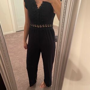 Navy Lace Detail Romper – Size Medium